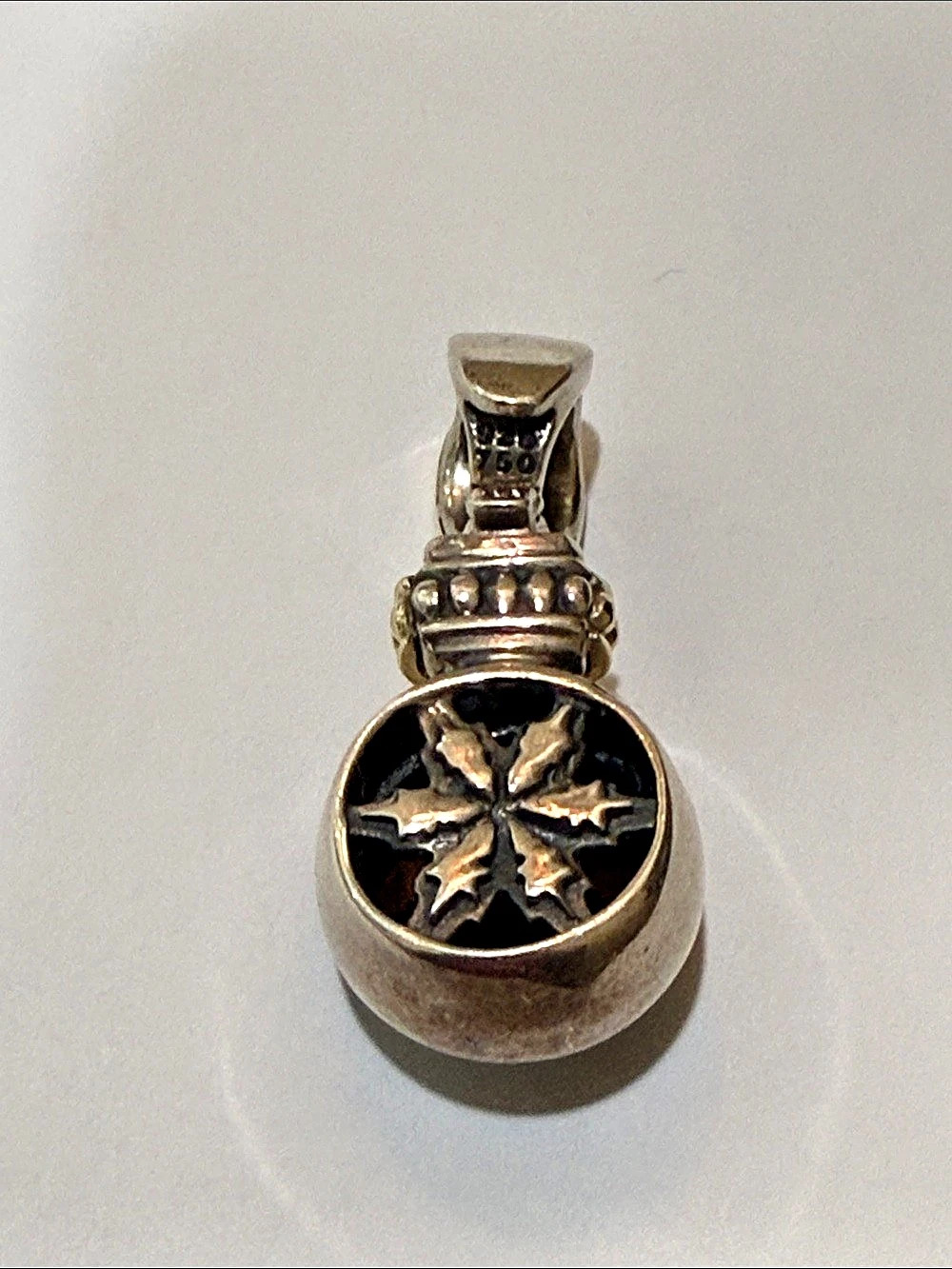 Lagos Caviar Black stone Sterling Silver 18k Gold Pendant Charm